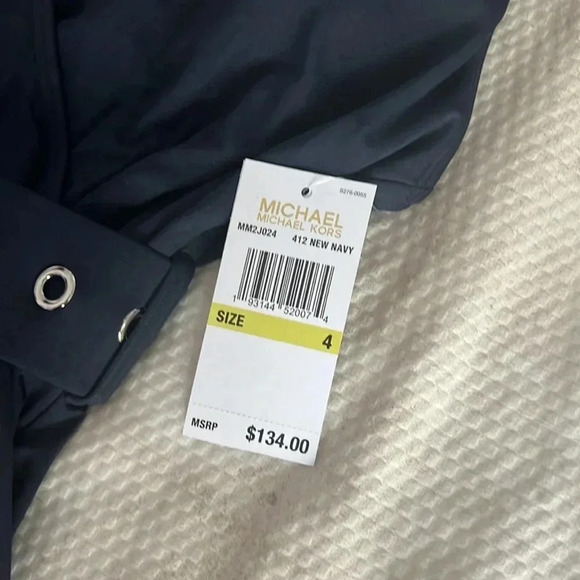 MICHAEL Michael Kors Surplice Halter One Piece Swimsuit Size 4 Navy - Picture 9 of 9